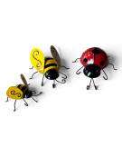 Ensemble abeilles coccinelle murale 13x7x15cm